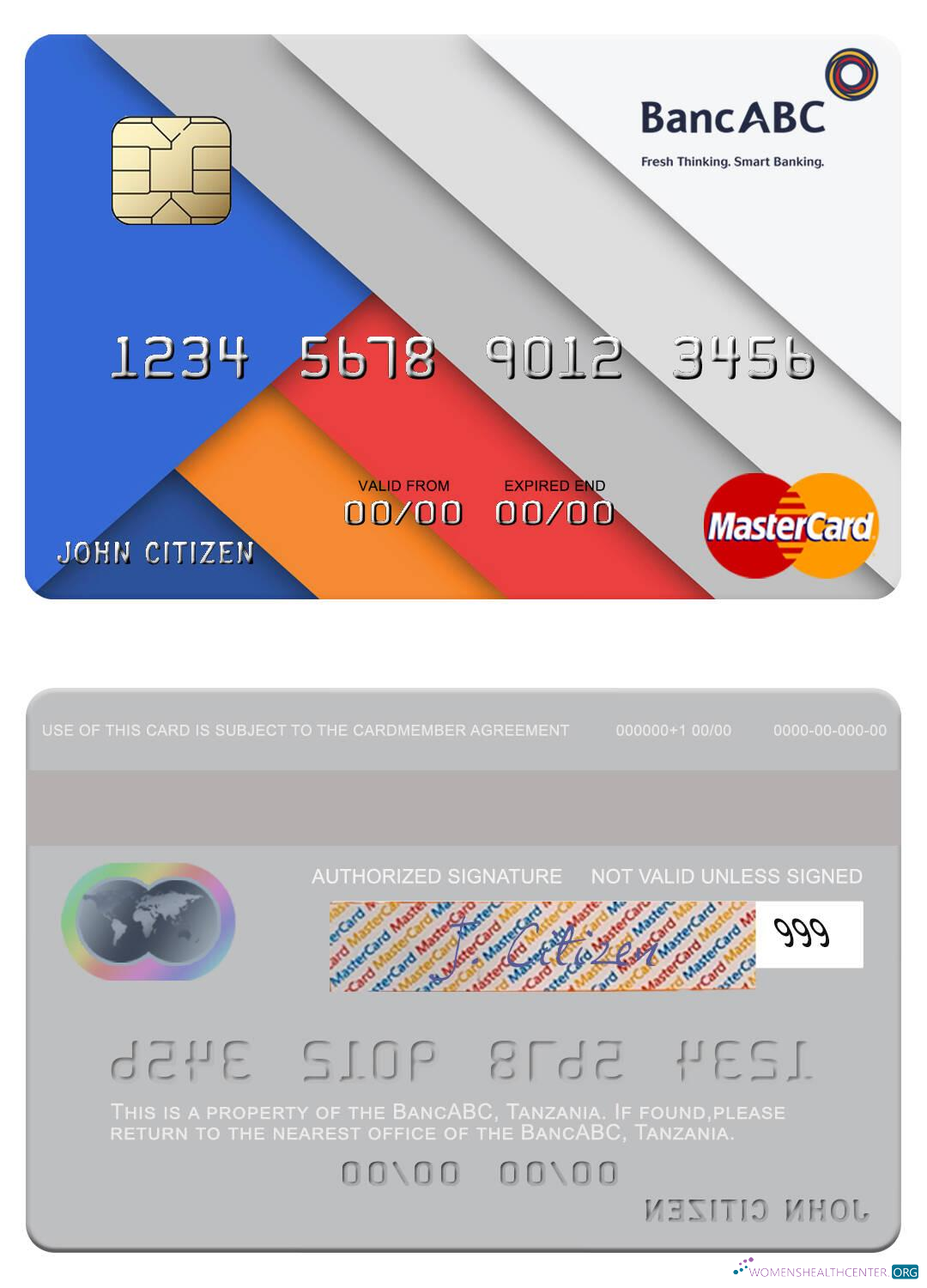Download Tanzania BancABC mastercard Photoshop template